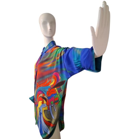 John Mark Art to Wear Women's size XL Oversized
Artsy Luxury Colorful Boho Top - Picture 3 of 9